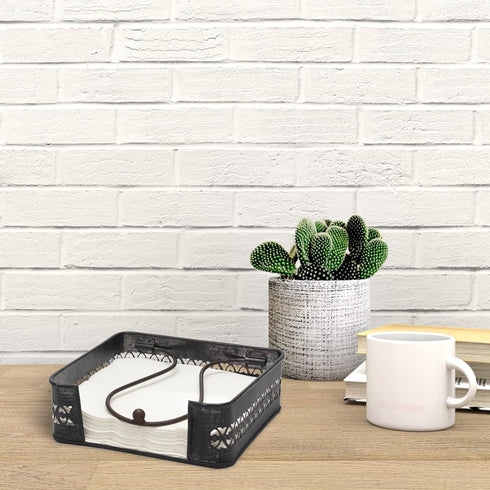 Stonebriar Industrial Black Graphite Metal Table Top Napkin Holder, Decorative Napkin Tray for Dining Table and Kitchen, Unique Tissue Dispenser f...