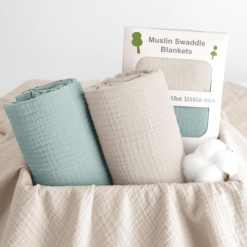 Muslin Swaddle Blanket Baby,100% Cotton Baby Receiving Blanket Soft Thin Baby Swaddle Blanket for Unisex Newborn 40x40in 2Pack (Light Green)...