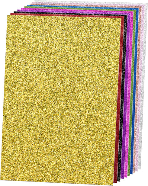 250 GSM Glitter Cardstock Glitter Paper, 10 Color Sparkling Craft Paper for School, Scrapbook and Craft Projects, 8.3 x 11.7 Inches(Multicolor)...