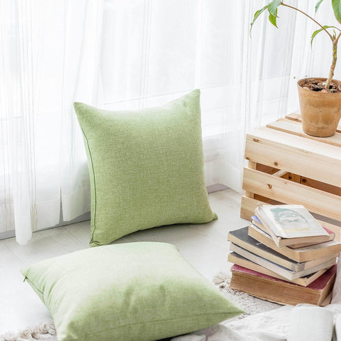Home Brilliant Green Throw Pillow Covers 18x18 Linen Decorative Spring Pillow Covers Sage Green Sofa Cushion Covers for Couch Bed Decor, 18 x 18 i...