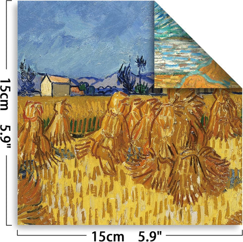 Origami Paper Kit Double Sided 100 Sheets 20 Colors 6 Inch Square Easy Fold Arts Crafts DIY Handwork Origami Papers Beginner Van Gogh and Starry S...