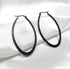 Stainless Steel Gold Thin and Flat Big Large Oval Spring loaded Hoop Earrings-black...