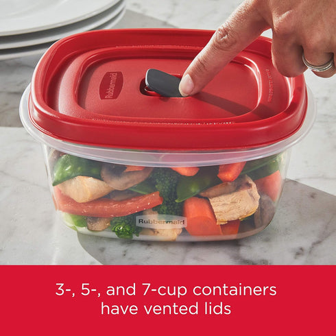 Rubbermaid 16-Piece BPA-Free Plastic Food Storage Set, Red Vented Lids - Microwave, Dishwasher Safe: Perfect for Meal Prep, Leftovers, and Kitchen...