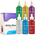 Glitter Glue for Crafts in Bright Classic Colors: Silver, Red, Green, Blue, Purple & Gold Glitter Glue Washable & Non-Toxic Used for Gluing, Drawi...