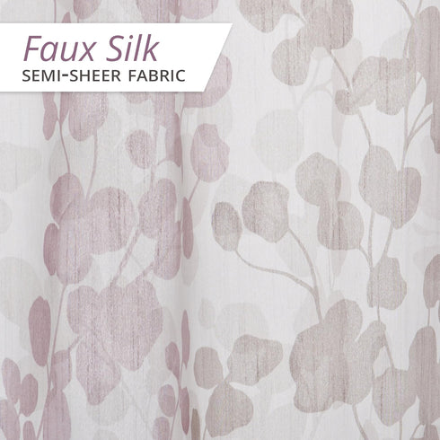 Zenna Home Sylvia Printed Faux Silk Fabric Shower Curtain, Machine Washable with Button Hole Header, Semi-Sheer Polyester Fabric Shower Curtain fo...
