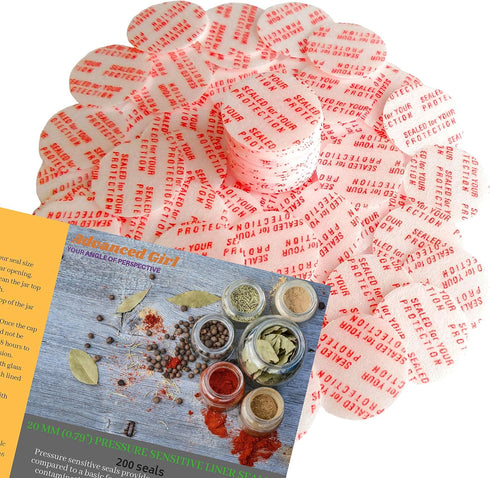 Torque Activated Pressure Sensitive Seals Cap Liners -20 mm (0.78") -200 PCS -Made in USA- for Glass & Plastic Bottles & Containers - No Induction...