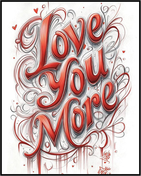 Posterizer 1 pcs-Love You More-cute poster for Valentine's day -1-Romantic Art-Holiday Poster Collection-Gift for Couples boyfriend girlfriend Hus...