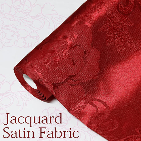 Satin Jacquard Fabric, 49" Wide Peony Pattern Shiny Silky Brocade Fabric for Dress, Shirts, tablecloth, table Runner, Wedding Decor, DIY Crafts, 3...