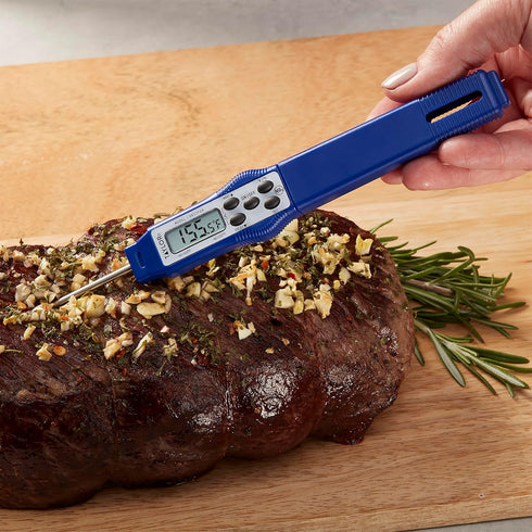 Taylor 9877FDA Compact Waterproof Digital Food Thermometer, 2.81 Inch Stem Length with FDA-Recommended 1.5mm Probe, NSF Certified, Blue...