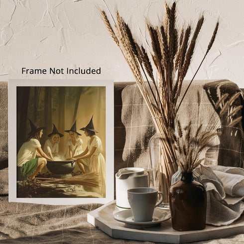 Posterizer 1 pcs-group of witches around their cauldron-for occult lovers 2-Gothic Art-Photography Art-Gift for Steampunk or Goth Fans- unframed w...