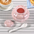 Porcelain Sugar or Salt Bowl with Lid and Spoon, Ceramic Spice Keeper Pearlescent Glazed Design Modern Kitchen Decor, 9 Ounce, Pink...
