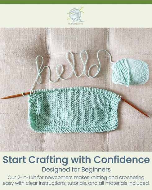 mindfulknits Knitting Kit for Beginners Adults with Knitting Needles, Yarn Needle & 100% Cotton Knitting Yarn (4) – Make Washcloths - Zen Basic Kn...