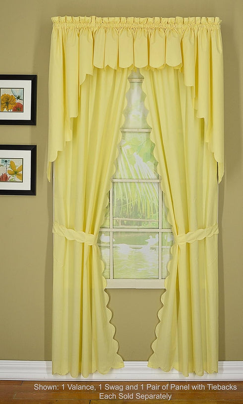 Today's Curtain, Orleans Scallop Curtain, Buttercup 45" Panel Pair and Tieback,4-Piece-Set, 60" W x 45" L, Buttercup...