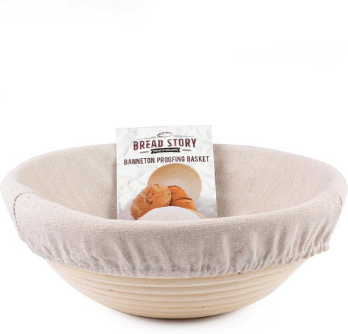 (8.5 inch)Round Banneton Proofing Basket Set - Brotform Handmade Unbleached Natural Cane For homemade Crusty Fresh,Easy to Bake Bread With Profess...