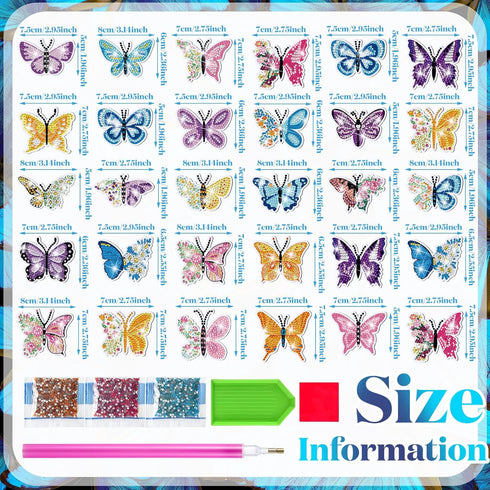 30 Pcs Refrigerator Diamond Art Magnets Easy Diamond Art Kits Fridge Diamond Stickers for Adults Kids DIY Home Decors(Butterfly)...
