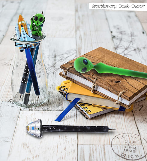 Space Collection Novelty Pen - Kids and Adults Office Supplies Ballpoint Pen, Space Shuttle, Alien, Alien Dj, Space Craft Writing Pen for School a...