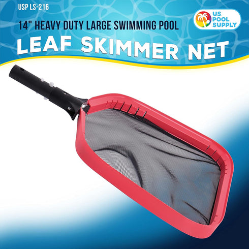 U.S. Pool Supply Professional Heavy Duty Large 14" Swimming Pool Leaf Skimmer Net - Strong Aluminum Frame for Faster Cleaning & Easier Debris Pick...