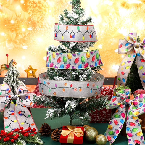 Ceenna 40 Yard Christmas Ribbon Lights Edge Wired 2.5 Inch 4 Rolls Christmas Ribbon Elegant Christmas Tree Ribbon for Gift Wrapping Home Decor Xma...