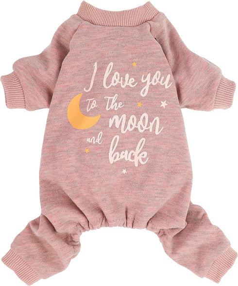 Fitwarm I Love You to The Moon and Back Dog Pajamas, Dog Clothes for Small Dogs Girl, Pet Onesie, Cat Outfit, Mid-weight Velvet, Pink, XXL...