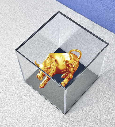 Acrylic Display Case, 4x4x4 Inch Cube Acrylic Boxes for Display, Clear Display Cases with Matte Black Base and Single-Piece Acrylic Box for Softba...