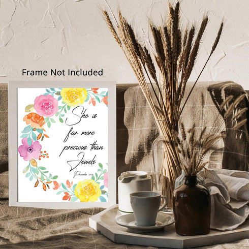 Posterizer 1 pcs-Bible Verse-she is more precious than jewels-Religious Posters-Motivational & Inspirational Art-Gifts for Christians - Gift for D...