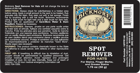 Bickmore Spot Remover for Hats- Cleans and Removes Stains, Grease, Finger Marks and Rings from Felt Cowboy Hats...