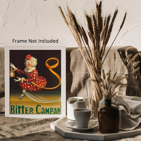 Posterizer 1 pcs-advertisement for "Bitter Campari" with a clown 2-Kitchen & Bar Art-Retro Art-Art Poster Print for Home, Office, Store, Bar- unfr...