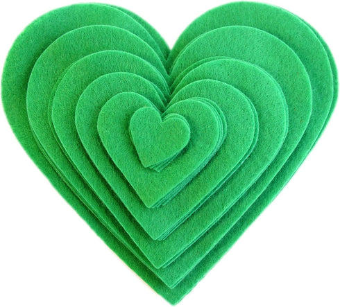 Playfully Ever After 1 to 6 inch Multi-Size Pack Stiff Felt Hearts 18pc (Green)...