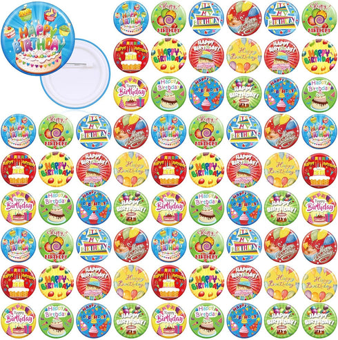 2 1/4 inches Pin for Happy Birthday Gifts Birthday Button Pinback Buttons for Happy Birthday Colorful Birthday Button Pins Party Birthday Pins for...