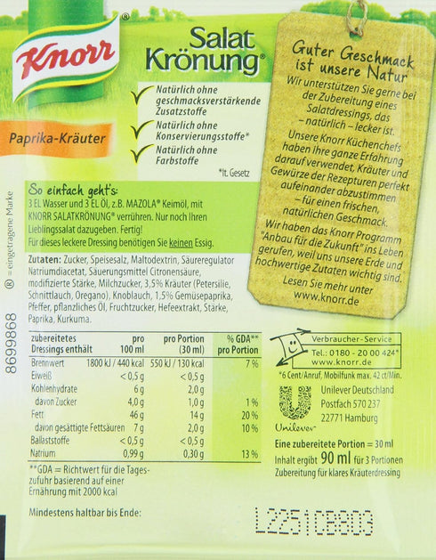 Knorr Salat Kronung Paprika-Krauter (Salad Herbs with Paprika), 5-Count Packets (Pack of 5)...