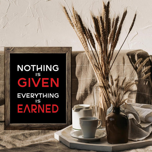 Posterizer 1 pcs-nothing is given, everything is earned-Workplace & Office Art-Men's Art Collection-Gift for Entrepreneurs-decor for office wall- ...