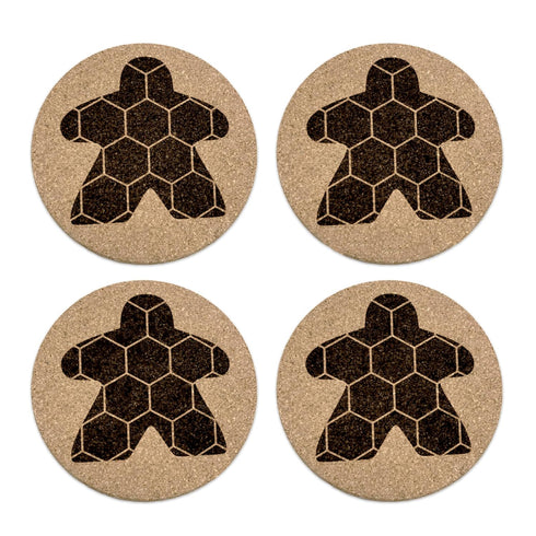 Hexagon Meeple - Board Game Coasters (qty 4)...