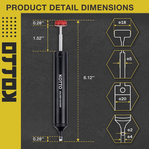 KOTTO Solder Sucker, No Clog Aluminum Desoldering Pump, Desoldering Tools with Powerful Vacuum Suction for Removal & Repair, Heat Resistant Silico...