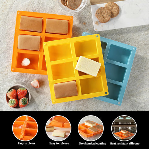 3PCS Mini Loaf Pan, Silicone Mini Bread Loaf Baking Pans,6 Cavities Each Baking Mold for Cakes, Bread, Muffin, Dough, Easy to Pop Out, Dishwasher ...