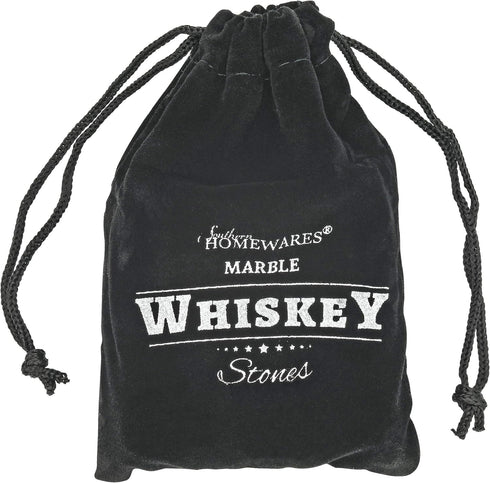 Marble Whiskey Stones – Natural Reusable Chilling Rocks for Whiskey & Bourbon, Silver Finish, One Size...