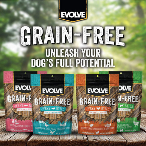 Evolve Grain Free Turkey, Pea, and Berry Jerky Bites Dog Treats...