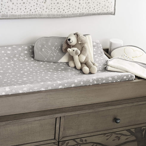 ED Ellen DeGeneres Starry Night - Soft Plush Velboa Grey, White Starburst, Encouraging Words Changing Pad Cover, Grey, White...