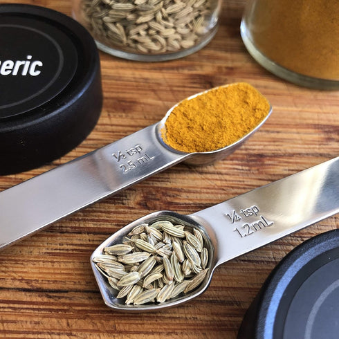 AllSpice Stainless Steel Double Sided Measuring Spoon- 1/2 Teaspoon and 1/4 Teaspoon...