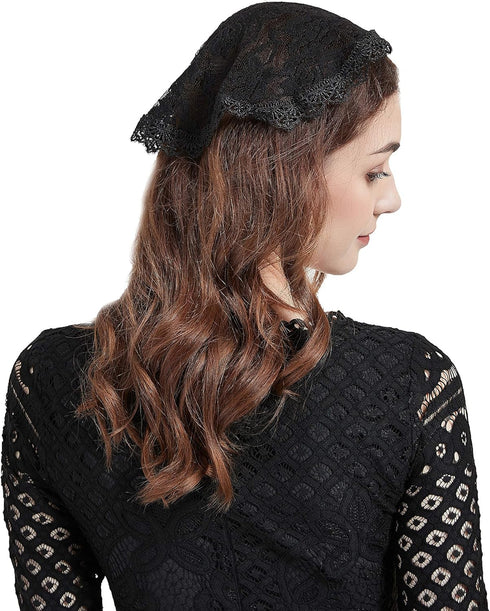 FANFAN Headcovering Lace Church Veil Headpiece Vintage-Inspired Chapel Cap Veil Y034...