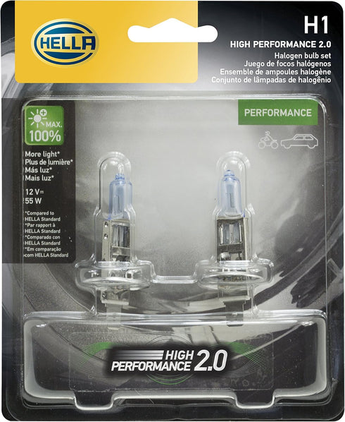 HELLA H1 2.0TB High Performance Bulb, 12V, 55W, 2 Pack...