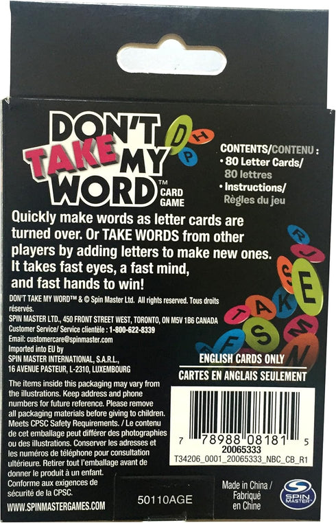 Dont Take My Word Card Game...