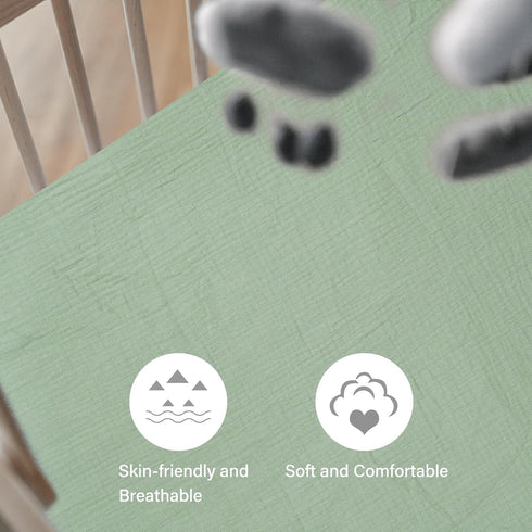 Muslin Crib Sheets, Neutral Crib Sheet for Boys Baby Girl, Soft Cotton Fitted Crib Sheet for Standard Crib Mattress and Toddler Bed Mattress, Ligh...