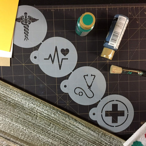 Medical Symbols Cookie Stencil Set C992 By Designer Stencils Beige/Semi-Transparent, 2.5 x 2.5...