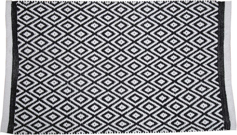 RAJRANG Cotton Hand Woven Diamond Area Rug, Reversible Checkered Bathroom Rugs, Geometric Entry Mat, Machine Washable, Durable - Black & White, 21...