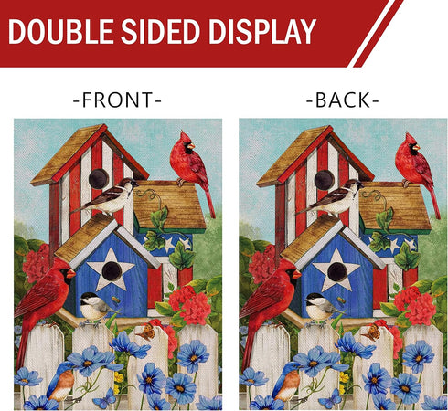 July 4th Patriotic Cardinal Red Birds Garden Flag, American USA Yard Home Decorative Flower Outside Decoration, America Memorial Day Spring Summer...