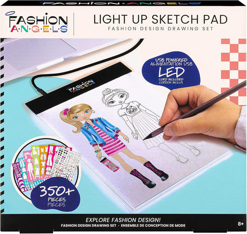 Fashion Angels Fashion Design Light Up Sketch Pad 12521, Light Up Tracing Pad, Includes USB, Ultra Thin Tablet, Includes Stencils and Stickers, Re...