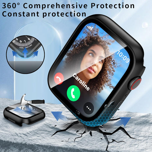 Compatible with Apple Watch Waterproof Case 40mm Series 6/5/4/SE with Tempered Glass Screen Protector, Full Coverage Bumper Cover for iWatch Case ...
