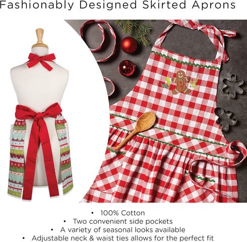 DII Kitchen Collection, Gingham Check, Red/Black, Apron...