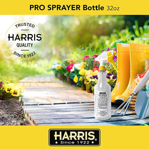 HARRIS Professional Spray Bottle 32oz (3-Pack), All-Purpose for Cleaning and Plants with Clear Finish, Pressurized Sprayer, Adjustable Nozzle and ...