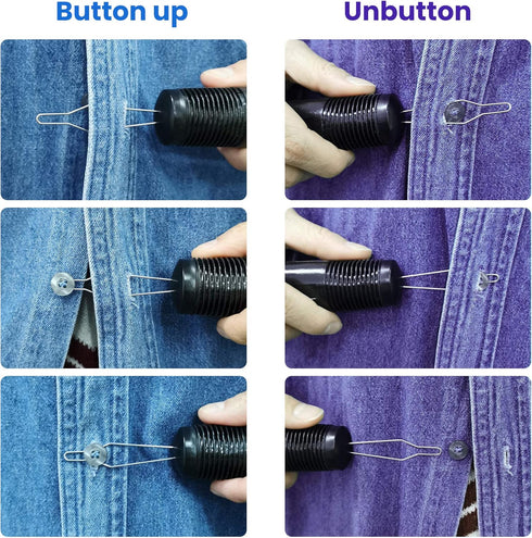 Daily Treasures Button Hook and Zipper Pull, Button Hook Dressing Aid with 8Pcs Zipper Pulls, Button Assist Device with Non-Slip Ribbed Handle for...